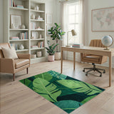 Abstract Area Lush Green Monstera Leaf Area Rug