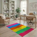 Vibrant Rainbow Stripe Geometric Modern Area Rug