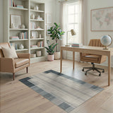 Teal Grey Grid Geometric Area Rug