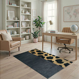 Charcoal Grey Tan Leopard Split Area Rug