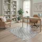 Grey Geometric Diamond Trellis Area Rug