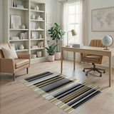 Modern Geometric Striped Neutral Rug