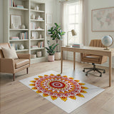 Vibrant Yellow Red Mandala Area Rug