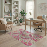 Vibrant Pink Paisley Traditional Area Rug