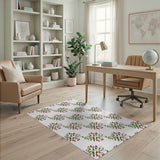 Red Green Abstract Floral Pattern Area Rug