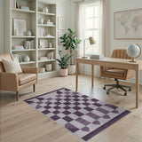 Geometric Modern Purple Geometric Checkered Area Rug
