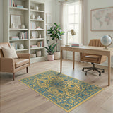 Traditional Persian Blue Teal Persian Medallion Area Rug