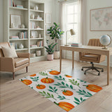 Whimsical Orange Pumpkin Leaf Pattern Area Rug