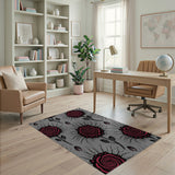 Vintage Grey Rose Burst Floral Area Rug