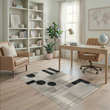 Modern Geometric Black Grey Area Rug
