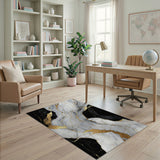 Black and White Black White Gold Marble Area Rug