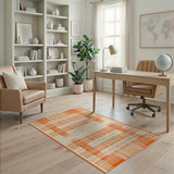 Bold Orange Grid Plaid Area Rug