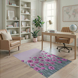 Pink Daisy Meadow Floral Area Rug
