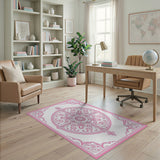 Traditional Persian Pink Ornate Floral Medallion Rug