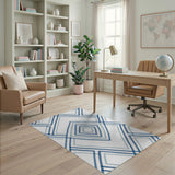 Geometric Modern Navy Blue Geometric Lattice Area Rug