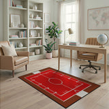 Geometric Modern Red Basketball Court Area Rug