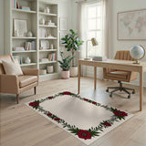 Red Red Floral Border Area Rug