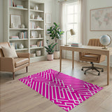 Vibrant Pink Geometric Labyrinth Rug