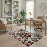 Pink Cherry Blossom Red Apple Floral Area Rug
