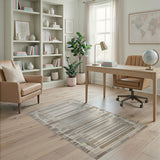 Beige and Neutral Modern Geometric Beige Grey Area Rug