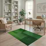 Green Geometric Turf Patchwork Area Rug