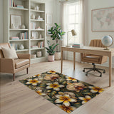 Yellow Floral Vintage Washable Area Rug