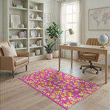Vibrant Pink Vibrant Pink Daisy Floral Area Rug