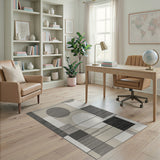Beige and Neutral Abstract Geometric Grey Area Rug