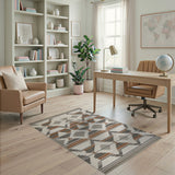 Brown Tan Geometric Southwestern Woven Rug