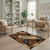 ODIKA Washable Geometric Marble Area Rug - Low Pile Non-Slip Indoor Carpet