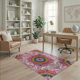 Pink Rainbow Floral Ballet Shoes Area Rug
