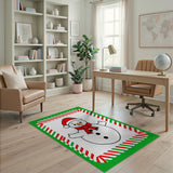 Festive Cartoon Snowman Kids Area Rug