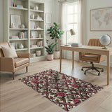 Vintage Pink Rose Trellis Area Rug