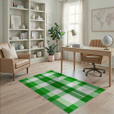 Vibrant Green Gingham Plaid Area Rug