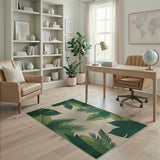Green Palm Leaf Area Rug