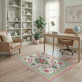 Exquisite Pink Floral Medallion Rug