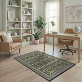 Black Gold Geometric Diamond Area Rug