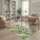 Lush Green Leaves Textured Area Rug