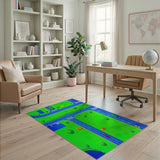 Multi-color and Patterns Kids Cartoon Kids Cartoon City Roads Play Rug