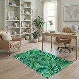 Lush Green Swirl Abstract Area Rug