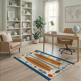 Coastal Surfboard Area Rug with Fish and Seashells