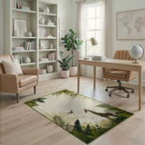Giraffe in Lush Jungle Foliage Area Rug