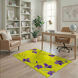 Purple Iris Floral Yellow Area Rug