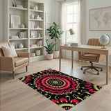 Multi-color and Patterns Boho Chic Vibrant Pink Mandala Boho Area Rug