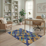 Indigo Gold Woven Coastal Lattice Rug