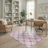 Pink Daisy Lattice Floral Area Rug