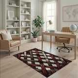 Distressed Brown Lattice Woven Area Rug