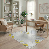 Vintage Yellow Floral Grey Area Rug