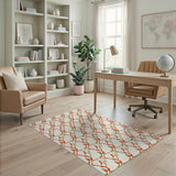 Coral Branch Leaf Floral Area Rug