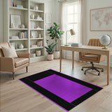 Bold Purple Area Rug with Black Geometric Frame